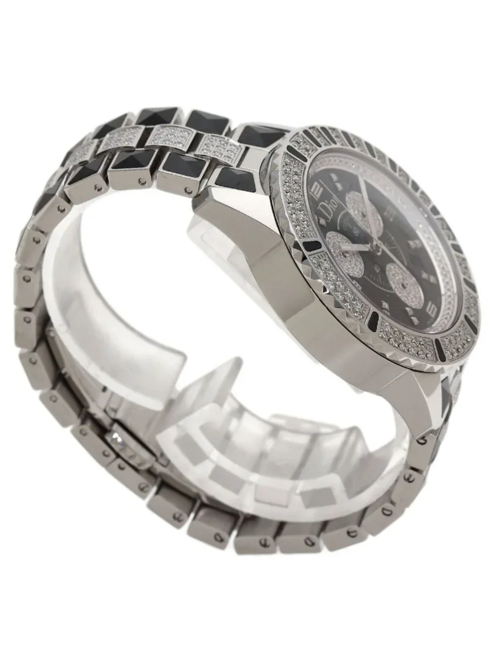 Dior Crystal Chronograph Diamond Watch SS
